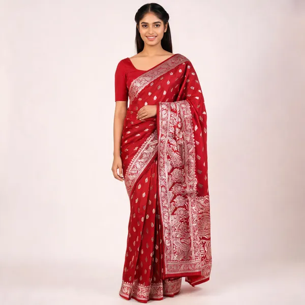 Red_Banarasi_Mashru_Silk_Saree