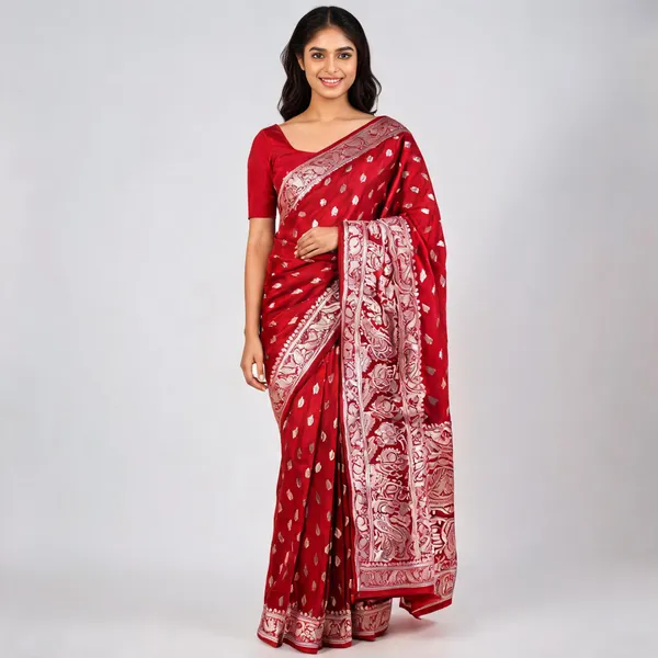 Red_Banarasi_Mashru_Silk_Saree