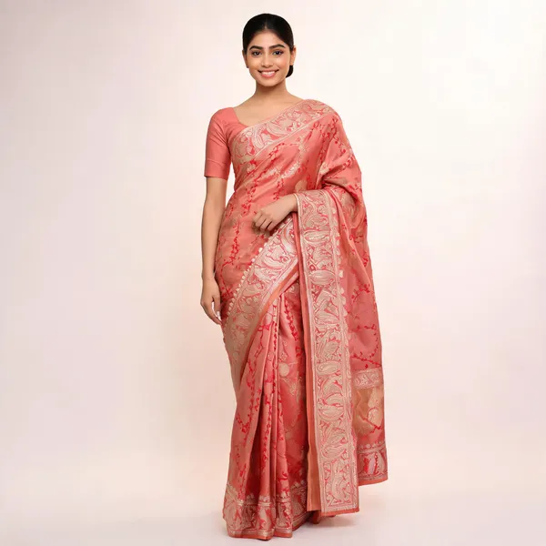 Peach_Pink_Mashru_Banarasi_Saree