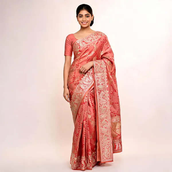 Peach_Pink_Mashru_Banarasi_Saree