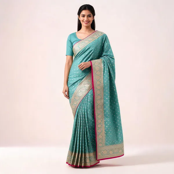 Aqua_Green_Mashru_Banarasi_Saree