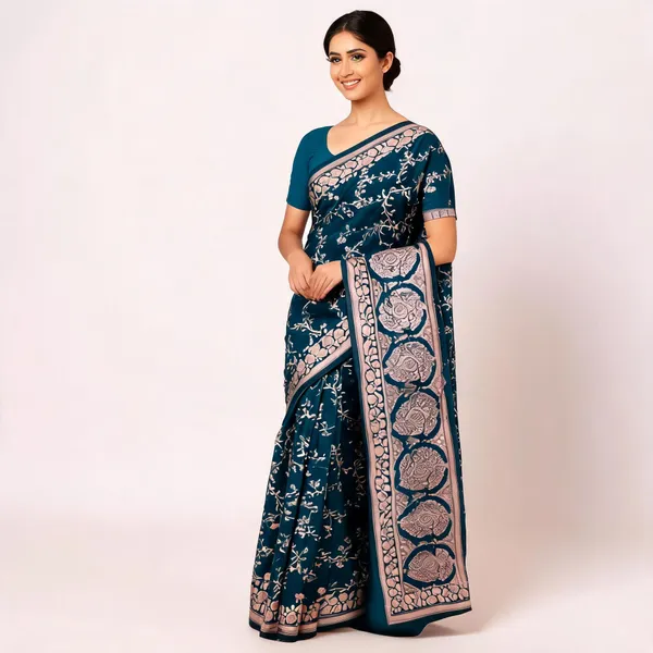 Teal_Blue_Mashru_Banarasi_Saree