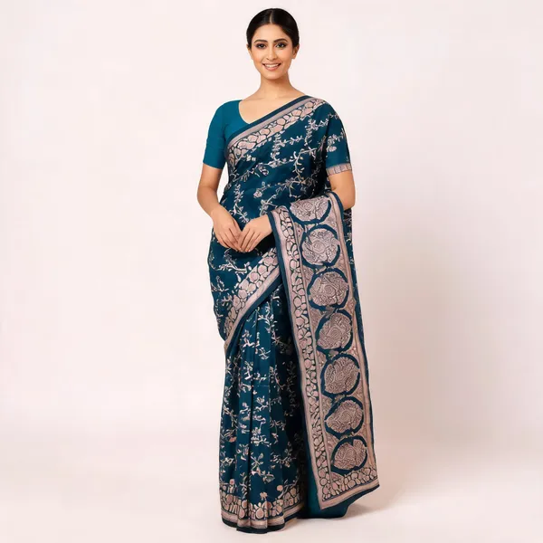 Teal_Blue_Mashru_Banarasi_Saree
