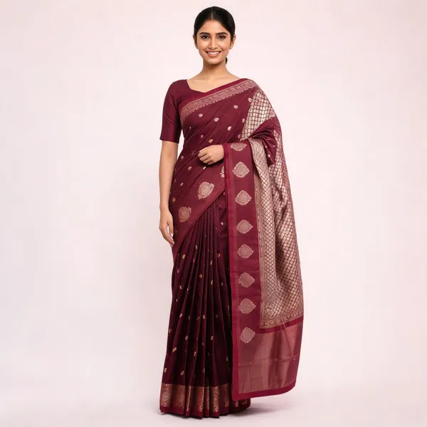 Maroon_Raw_Mango_Banarasi_Saree