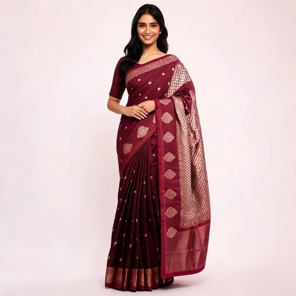 Maroon_Raw_Mango_Banarasi_Saree