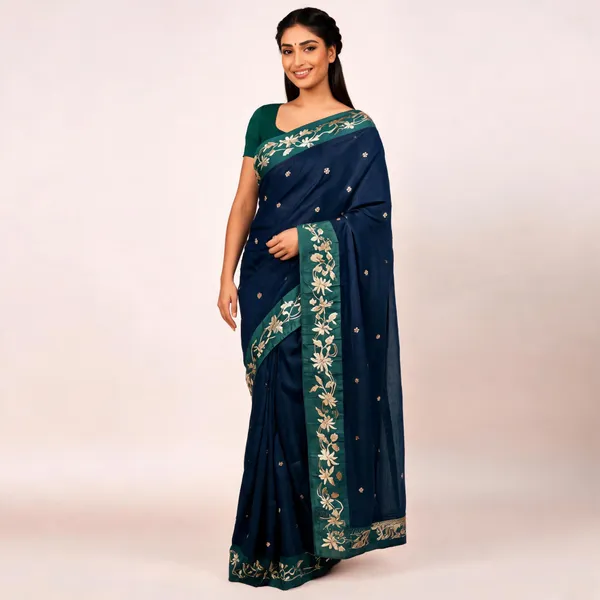 Bottle_Green_Raw_Mango_Banarasi_Saree