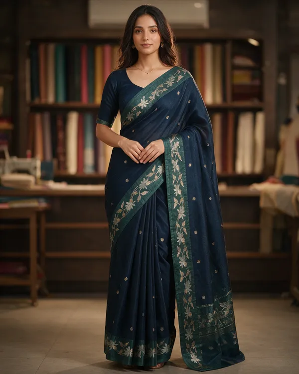 Teal_Blue_Raw_Mango_Banarasi_Saree