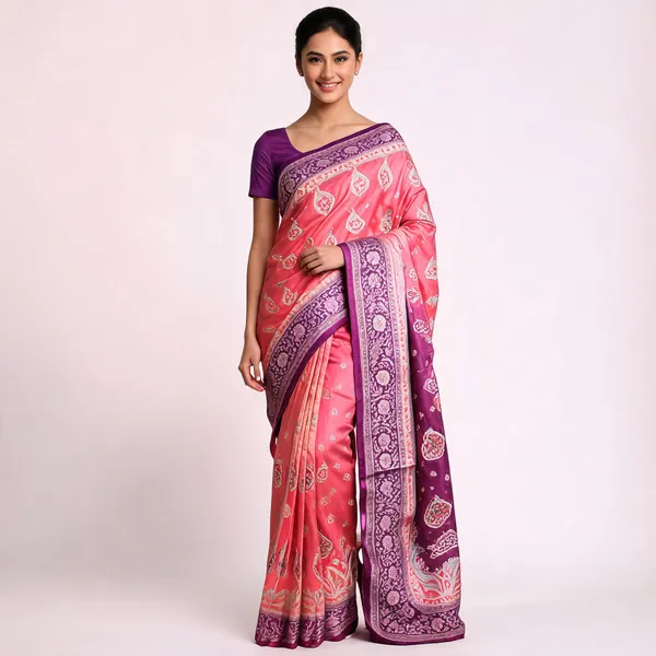 Coral_Pink_Satin_Banarasi_Saree