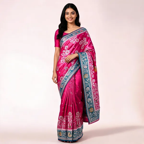 Rani_Pink_Satin_Banarasi_Saree