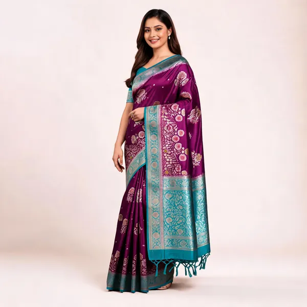 Purple_Satin_Banarasi_Saree