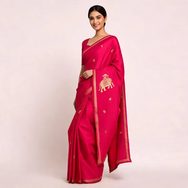 Rani_Pink_Satin_Banarasi_Saree