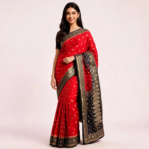 Red_Black_Satin_Banarasi_Saree