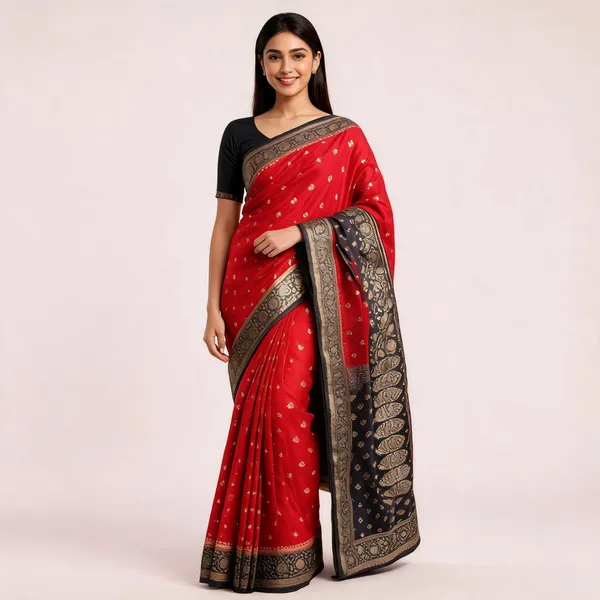 Red_Black_Satin_Banarasi_Saree