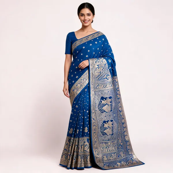 Blue_Satin_Banarasi_Saree