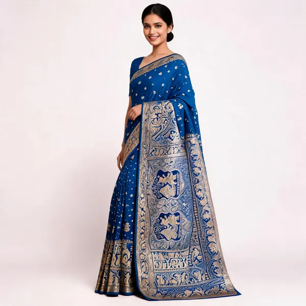Blue_Satin_Banarasi_Saree