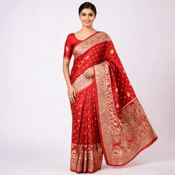 Orange_Satin_Banarasi_Saree