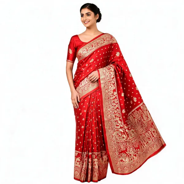 Orange_Satin_Banarasi_Saree
