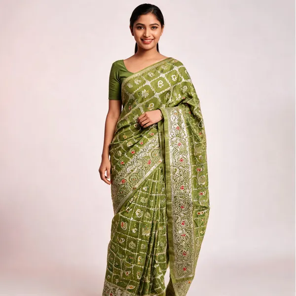 Green_Satin_Banarasi_Saree