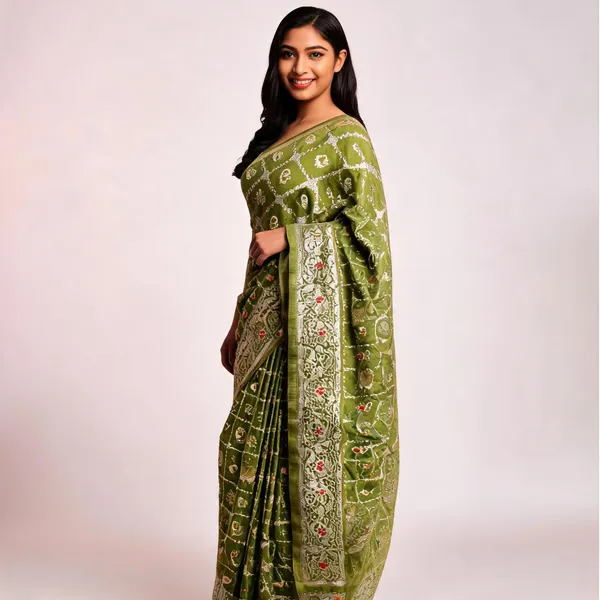 Green_Satin_Banarasi_Saree