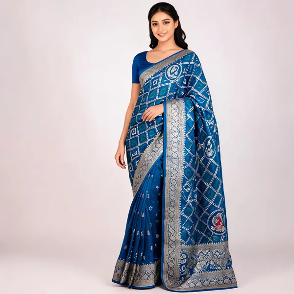 Blue_Satin_Banarasi_Saree