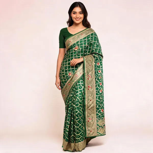 Green_Satin_Banarasi_Saree
