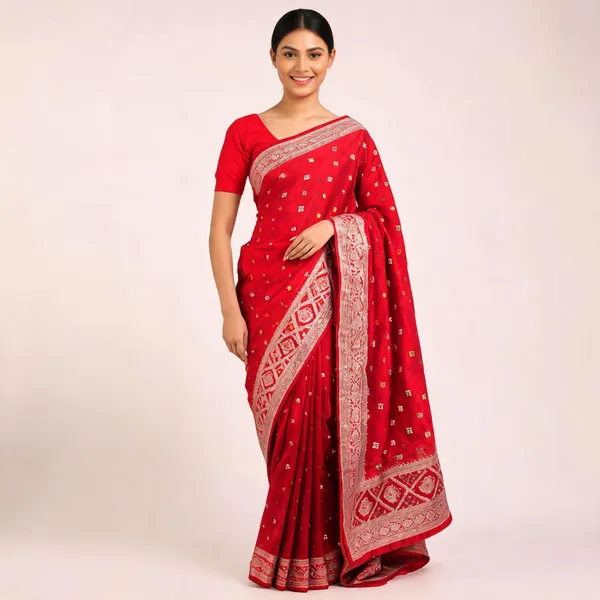 Red_Buti_Satin_Banarasi_Saree