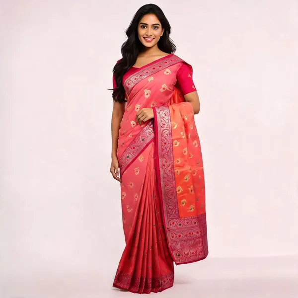 Coral_Semisilk_Banarasi_Saree