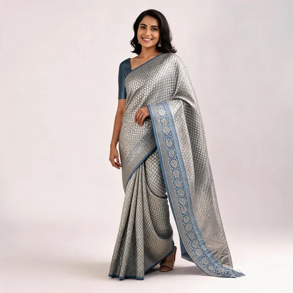 Grey_Semisilk_Banarasi_Saree