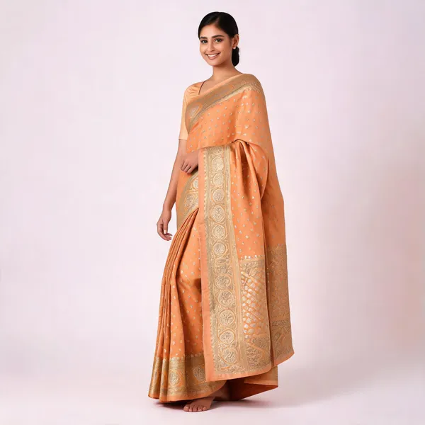 Champagne_Semisilk_Banarasi_Saree