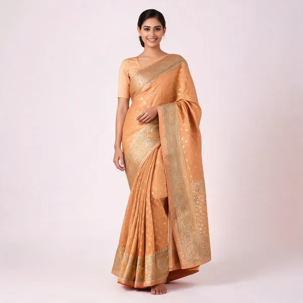 Champagne_Semisilk_Banarasi_Saree