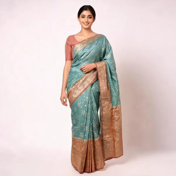 Sea_Green_Semisilk_Banarasi_Saree