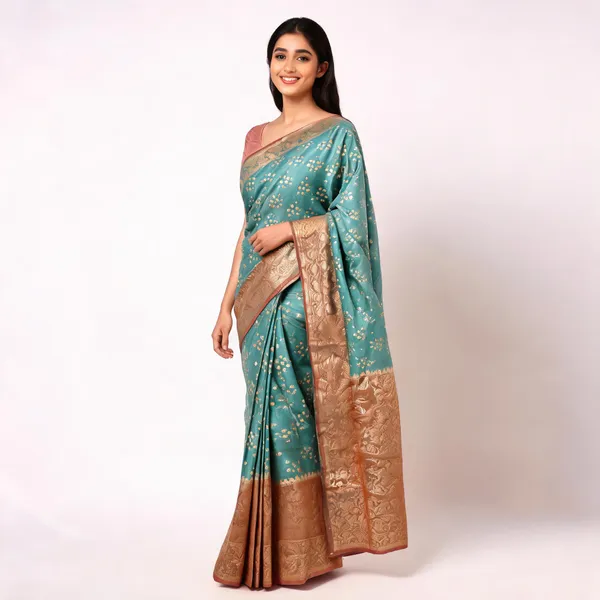 Sea_Green_Semisilk_Banarasi_Saree