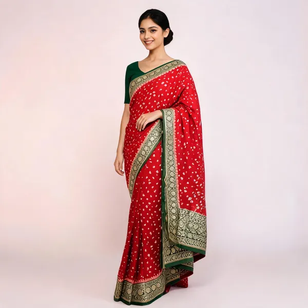Red_Semisilk_Banarasi_Saree