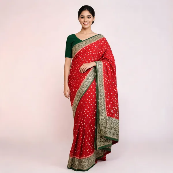 Red_Semisilk_Banarasi_Saree