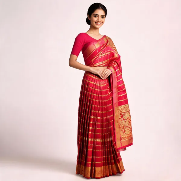 Pink_Red_Semisilk_Banarasi_Saree
