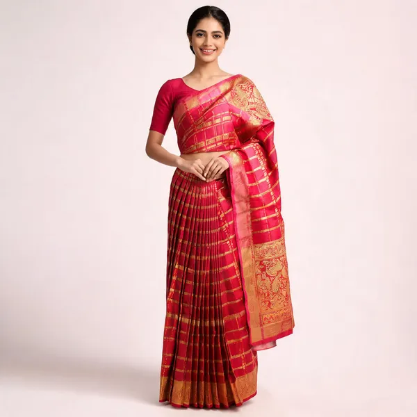 Pink_Red_Semisilk_Banarasi_Saree