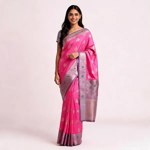 Pink_Semisilk_Banarasi_Saree