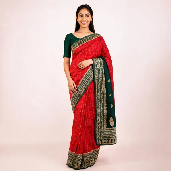 Red_Green_Semisilk_Banarasi_Saree