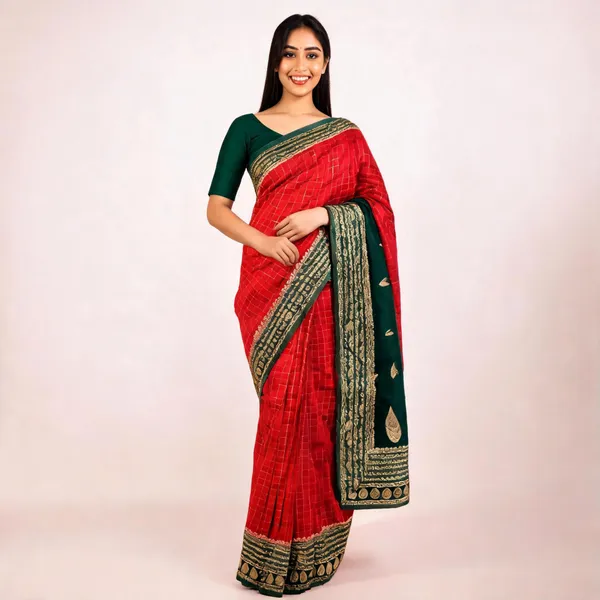 Red_Green_Semisilk_Banarasi_Saree