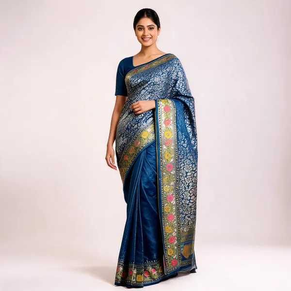 Blue_Semisilk_Banarasi_Saree