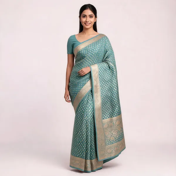Sea_Green_Semisilk_Banarasi_Saree