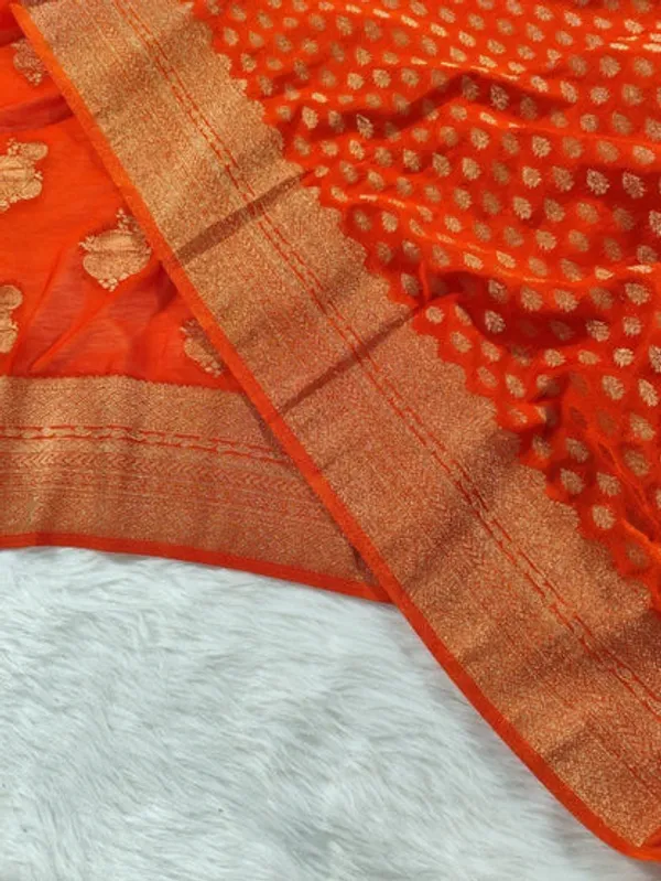 Orange_Georgette_Banarasi_Saree