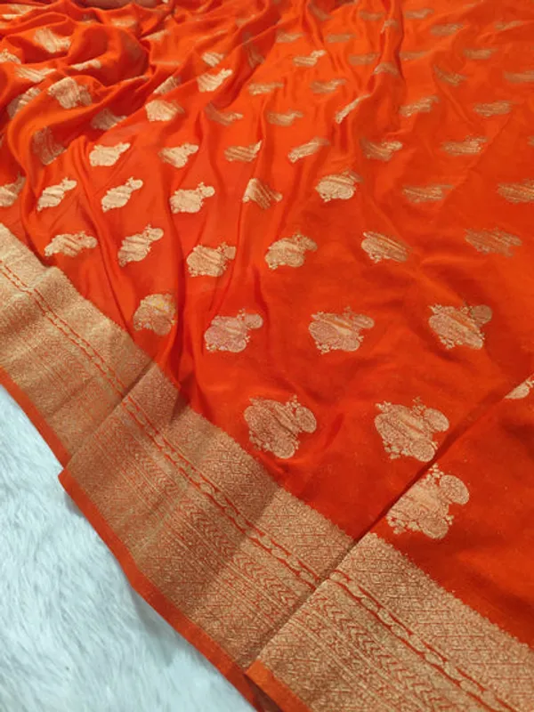Orange_Georgette_Banarasi_Saree