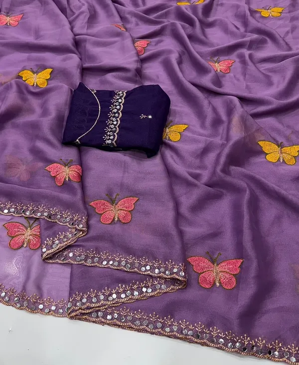 Purple_Butterfly_Chiffon_Saree