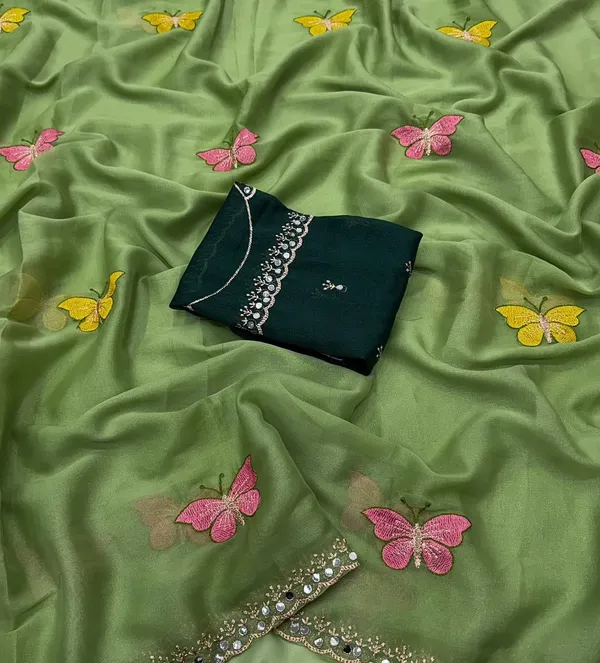 Green_Butterfly_Chiffon_Saree