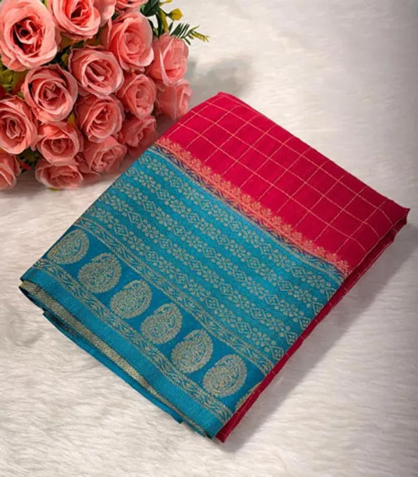 Pink_Blue_Semisilk_Banarasi_Saree