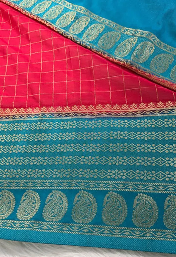 Pink_Blue_Semisilk_Banarasi_Saree