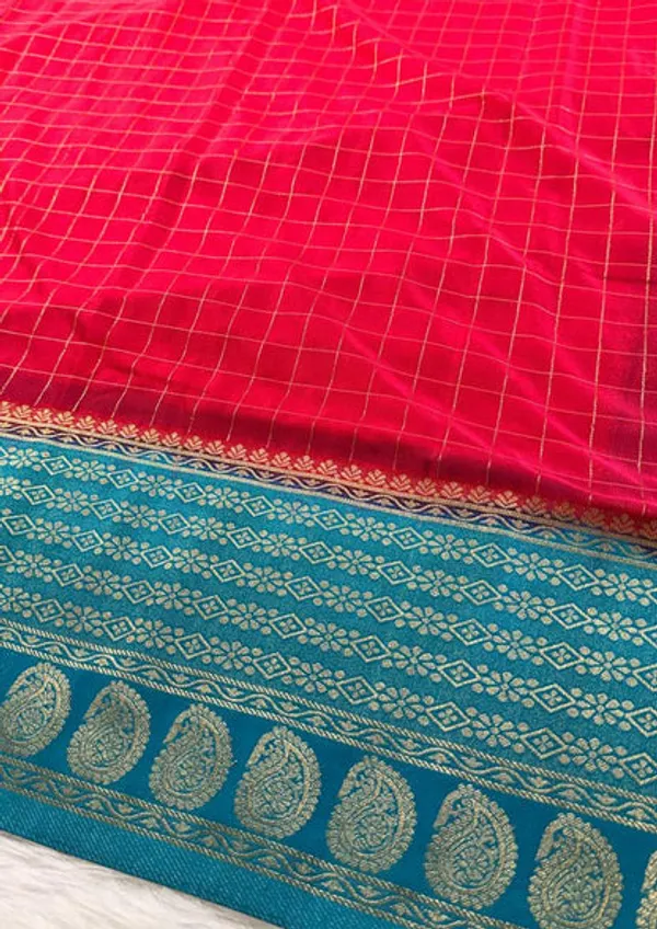 Pink_Blue_Semisilk_Banarasi_Saree