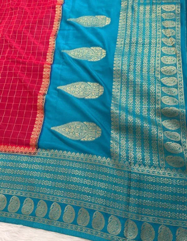 Pink_Blue_Semisilk_Banarasi_Saree