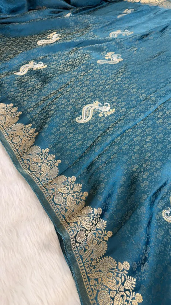 Teal_Semisilk_Banarasi_Saree